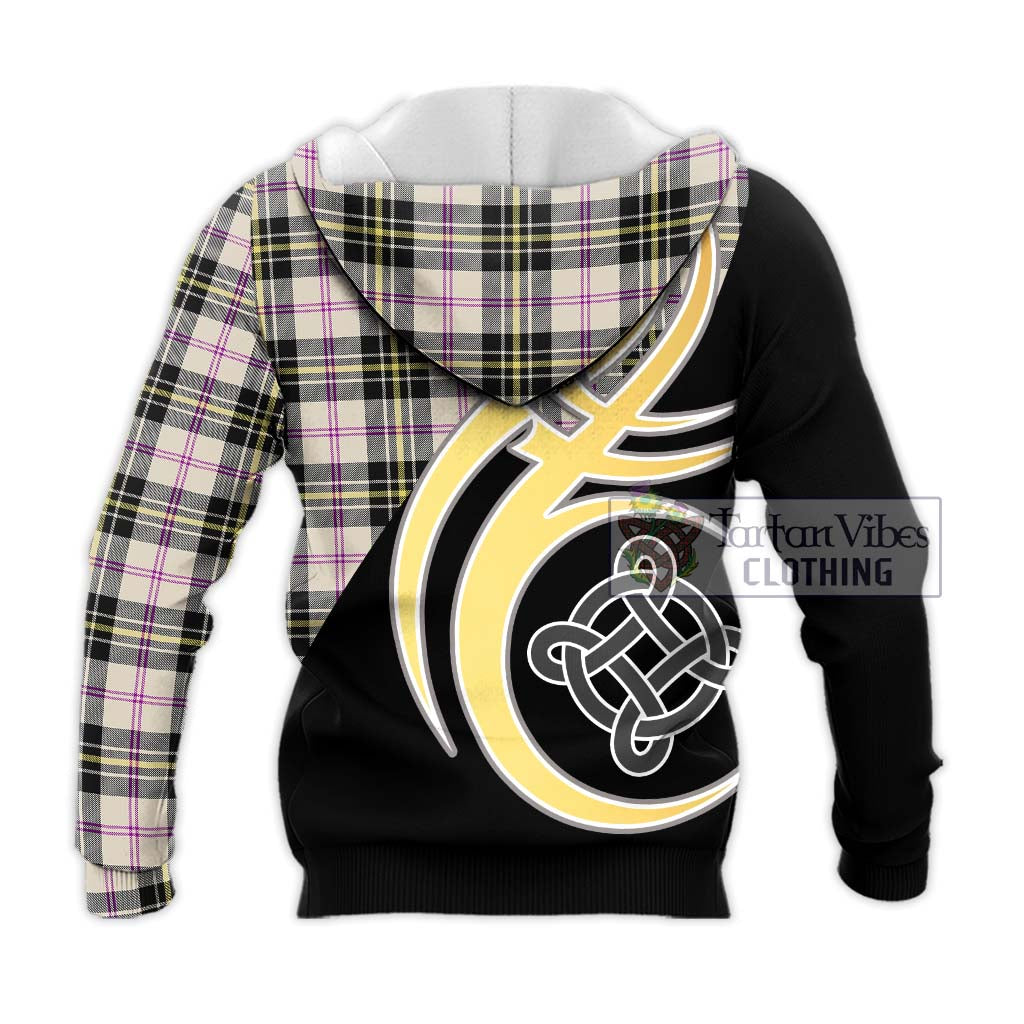 Tartan Vibes Clothing MacPherson Dress Ancient Tartan Knitted Hoodie with Family Crest and Celtic Symbol Style