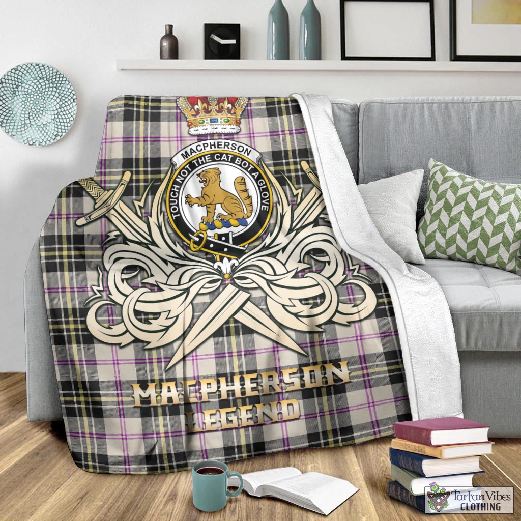 Tartan Vibes Clothing MacPherson Dress Ancient Tartan Blanket with Clan Crest and the Golden Sword of Courageous Legacy