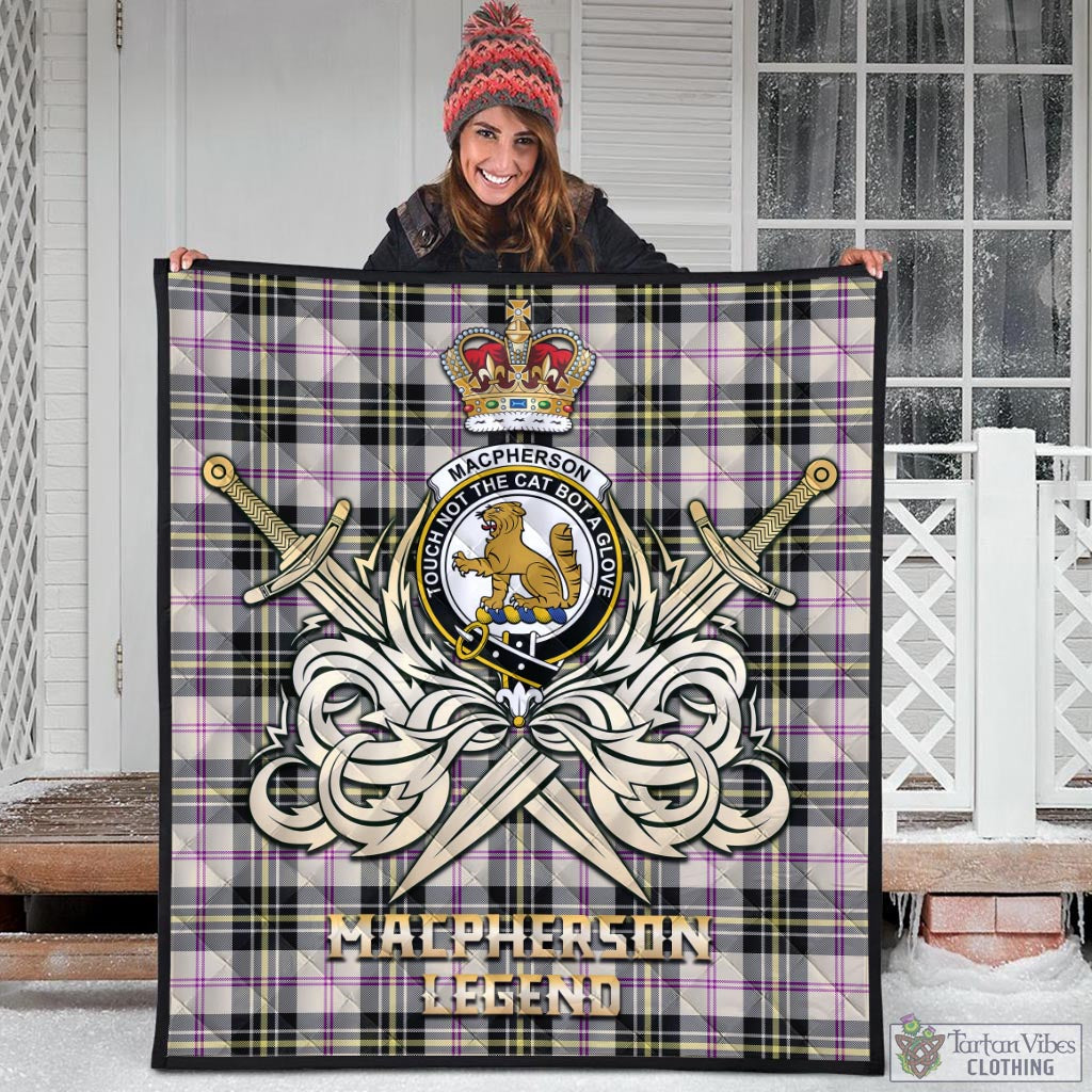 Tartan Vibes Clothing MacPherson Dress Ancient Tartan Quilt with Clan Crest and the Golden Sword of Courageous Legacy