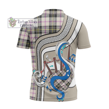 MacPherson Dress Ancient Tartan Zipper Polo Shirt with Epic Bagpipe Style