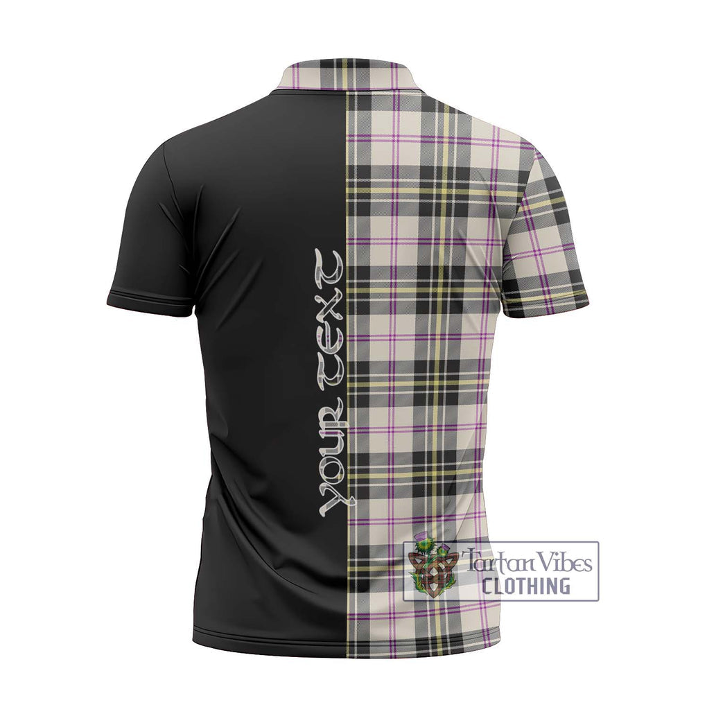 MacPherson Dress Ancient Tartan Zipper Polo Shirt with Family Crest and Half Of Me Style - Tartanvibesclothing Shop