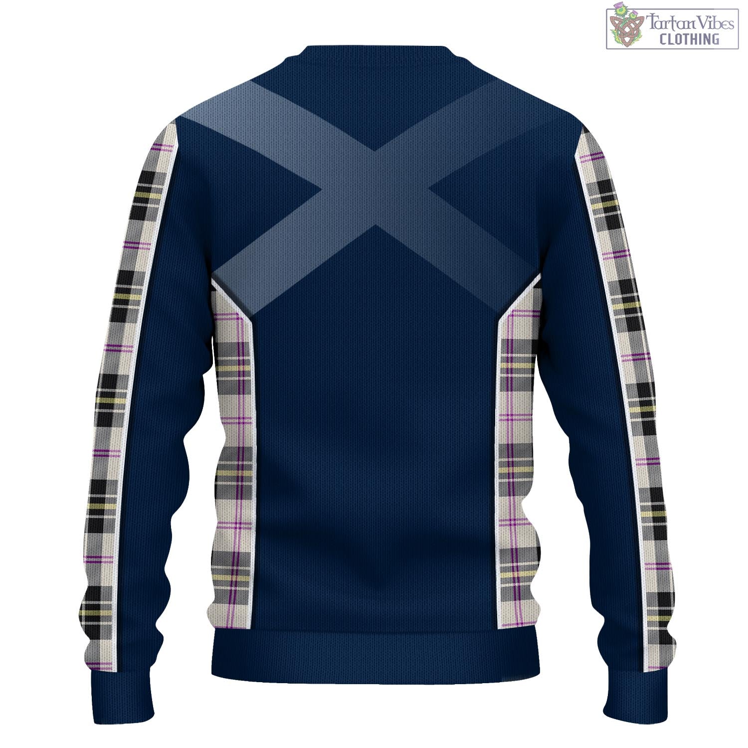 Tartan Vibes Clothing MacPherson Dress Ancient Tartan Knitted Sweatshirt with Family Crest and Scottish Thistle Vibes Sport Style