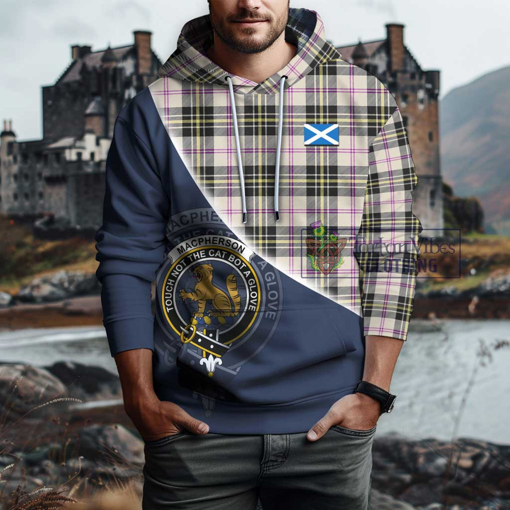 MacPherson Dress Ancient Tartan Hoodie with Personalised National Flag and Family Crest Half Style - Tartanvibesclothing Shop