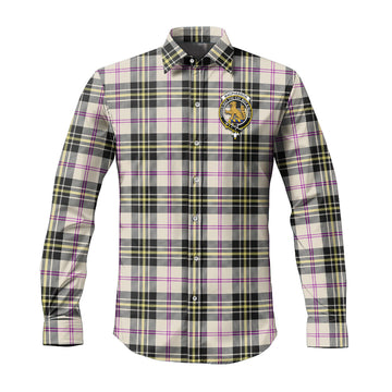 MacPherson Dress Ancient Tartan Long Sleeve Button Up Shirt with Family Crest