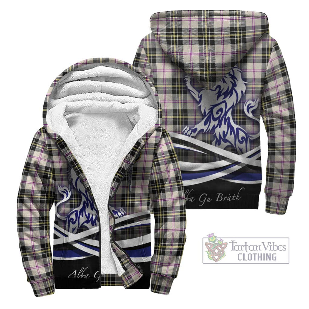 MacPherson Dress Ancient Tartan Sherpa Hoodie with Alba Gu Brath Regal Lion Emblem Unisex - Tartanvibesclothing Shop