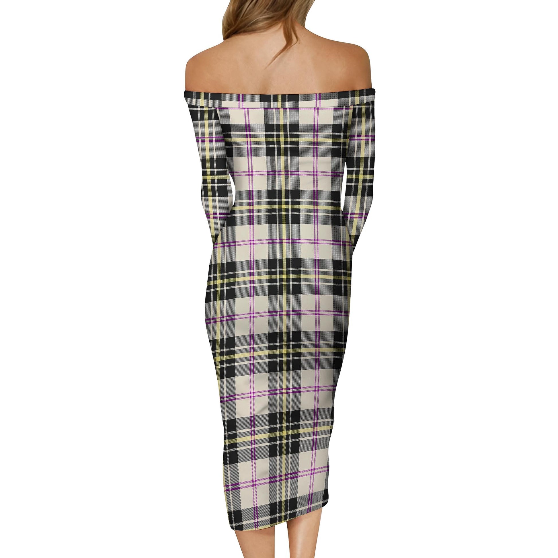 MacPherson Dress Ancient Tartan Off Shoulder Lady Dress - Tartanvibesclothing