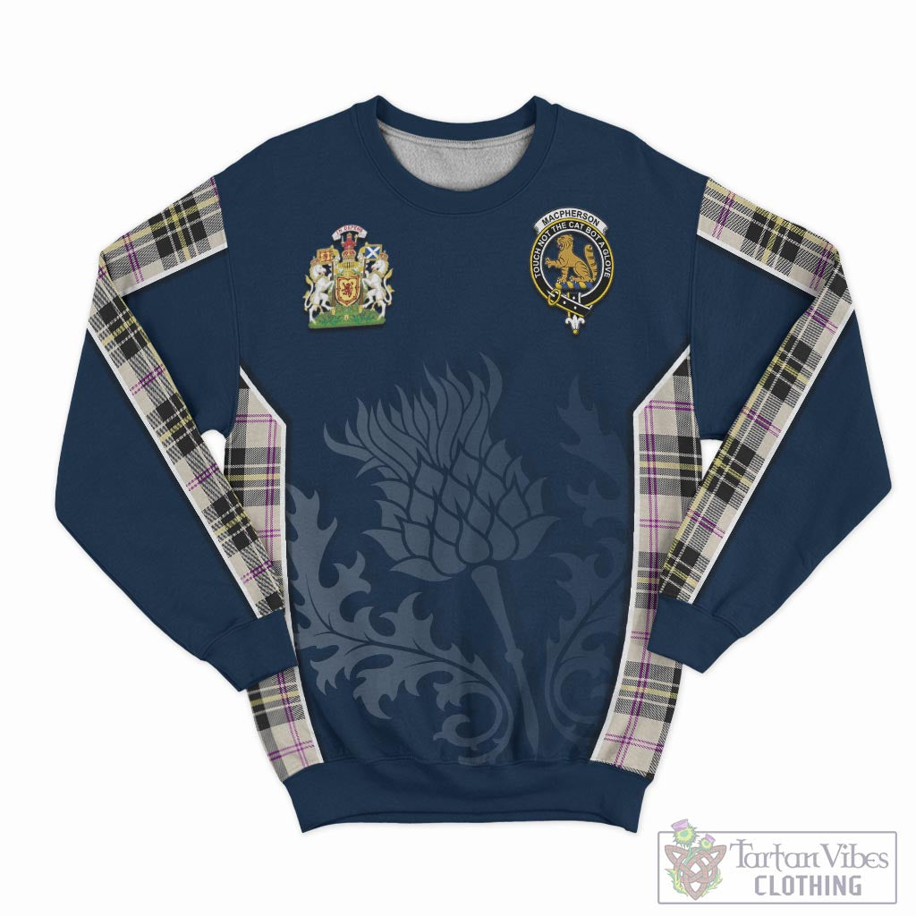 Tartan Vibes Clothing MacPherson Dress Ancient Tartan Sweatshirt with Family Crest and Scottish Thistle Vibes Sport Style