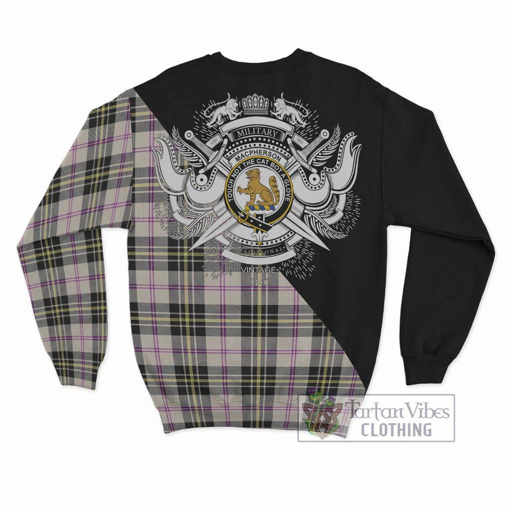 MacPherson Dress Ancient Tartan Sweatshirt with Family Crest and Military Logo Style - Tartanvibesclothing Shop