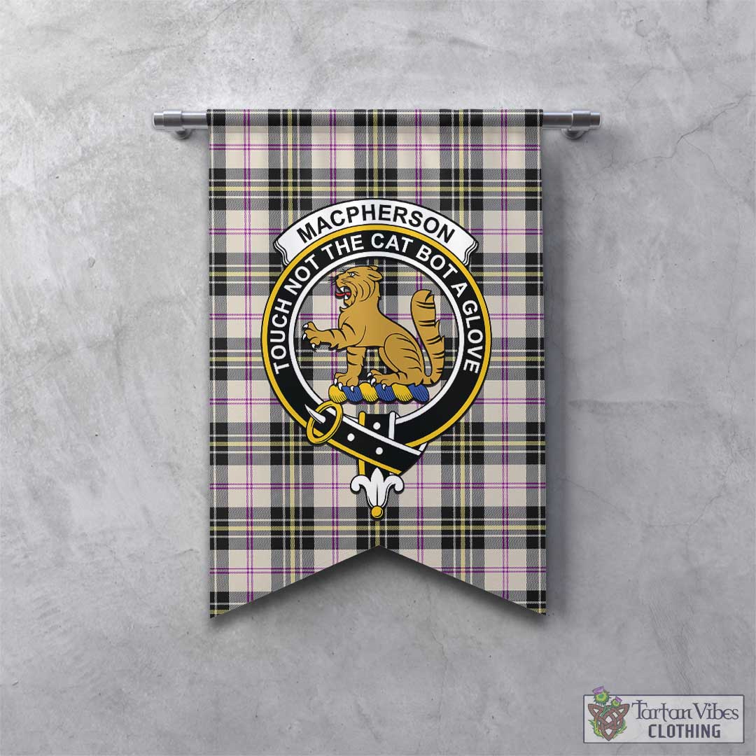 Tartan Vibes Clothing MacPherson Dress Ancient Tartan Gonfalon, Tartan Banner with Family Crest