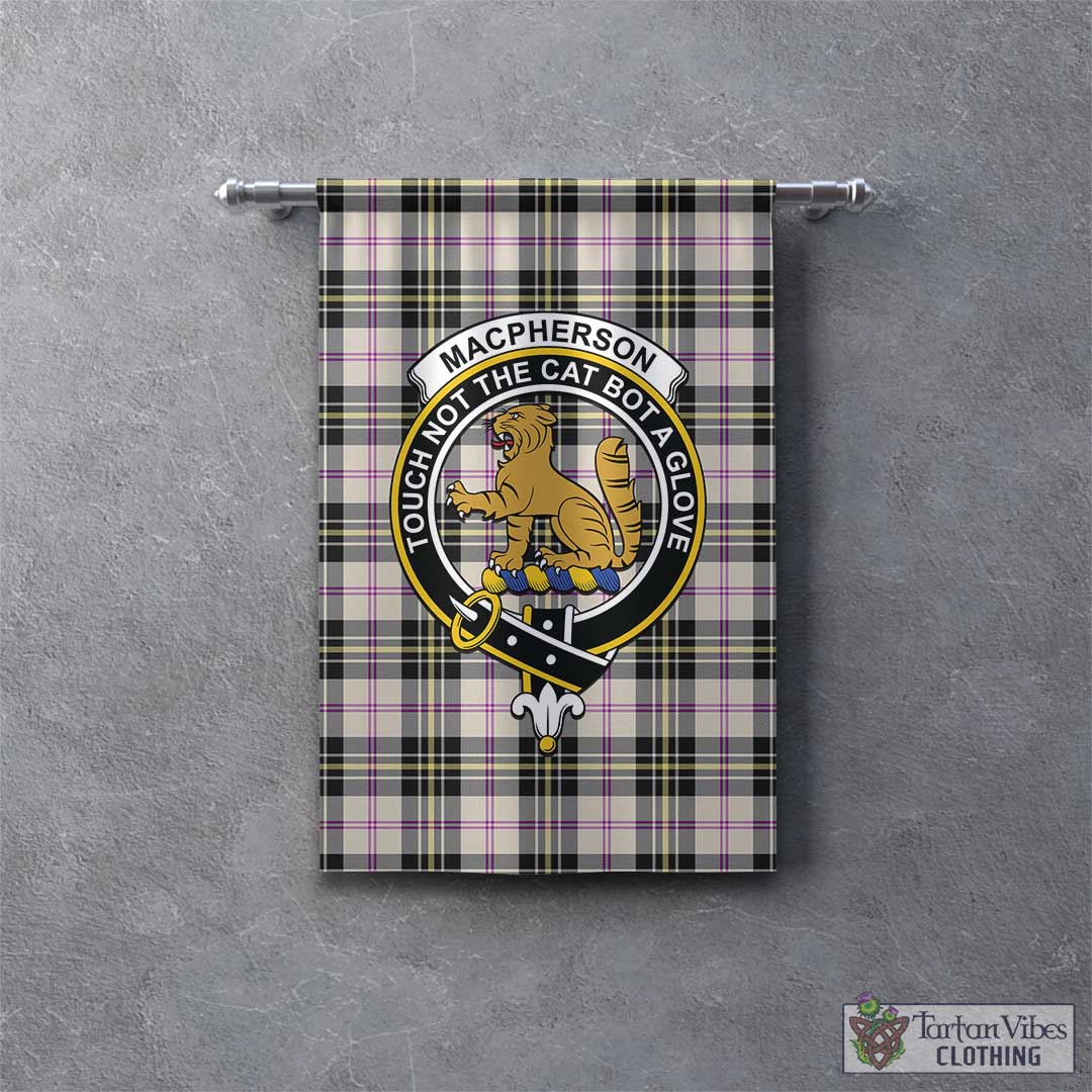 Tartan Vibes Clothing MacPherson Dress Ancient Tartan Gonfalon, Tartan Banner with Family Crest