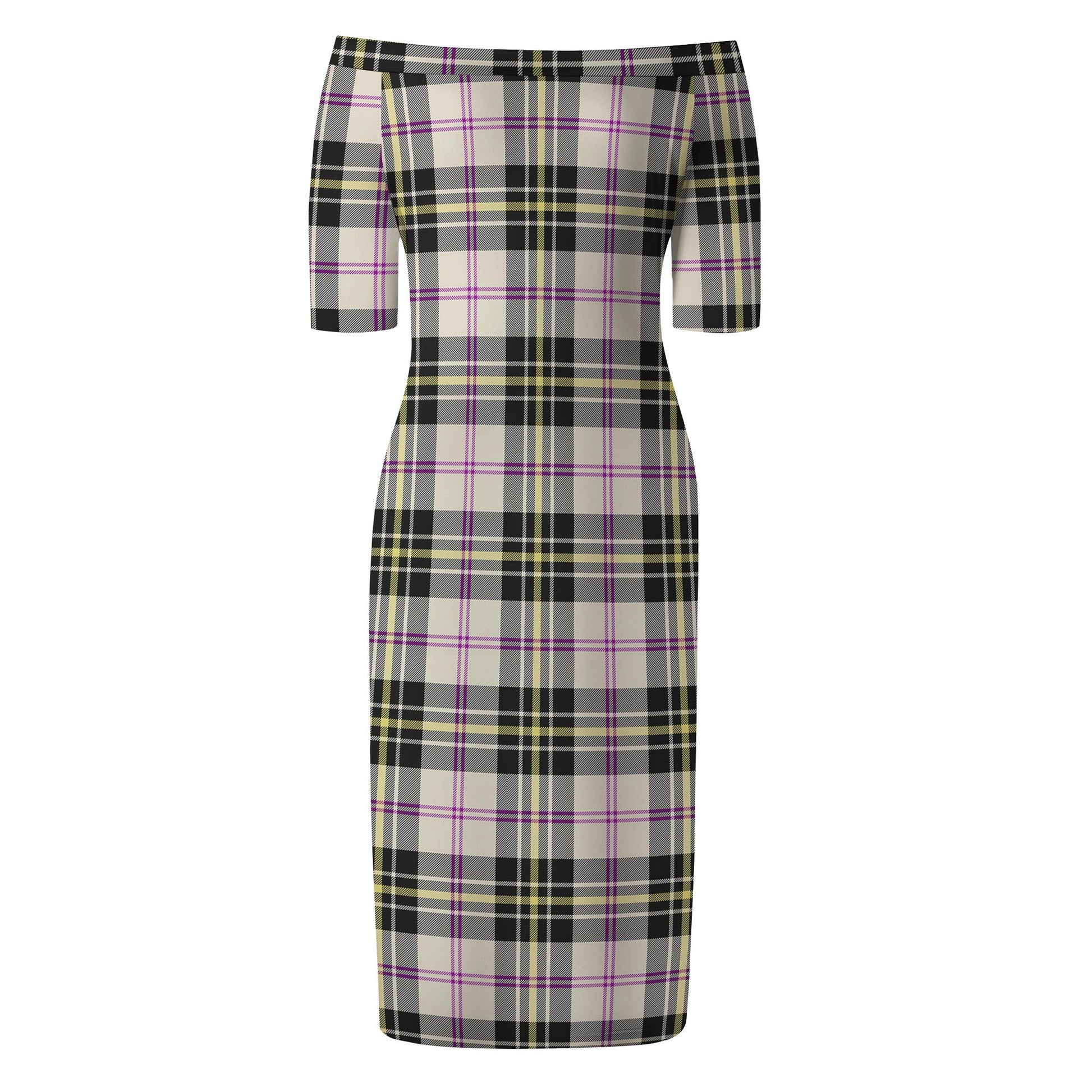 MacPherson Dress Ancient Tartan Off Shoulder Lady Dress - Tartanvibesclothing