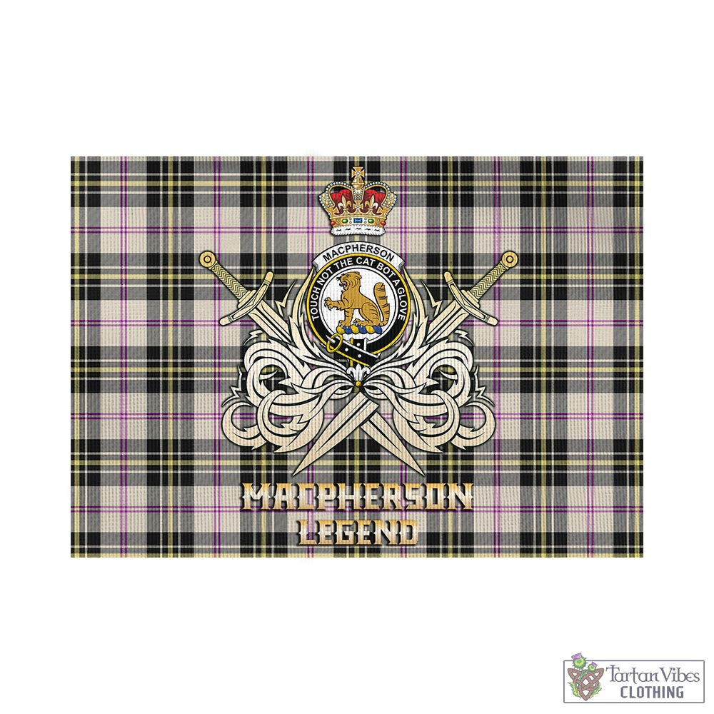 Tartan Vibes Clothing MacPherson Dress Ancient Tartan Flag with Clan Crest and the Golden Sword of Courageous Legacy