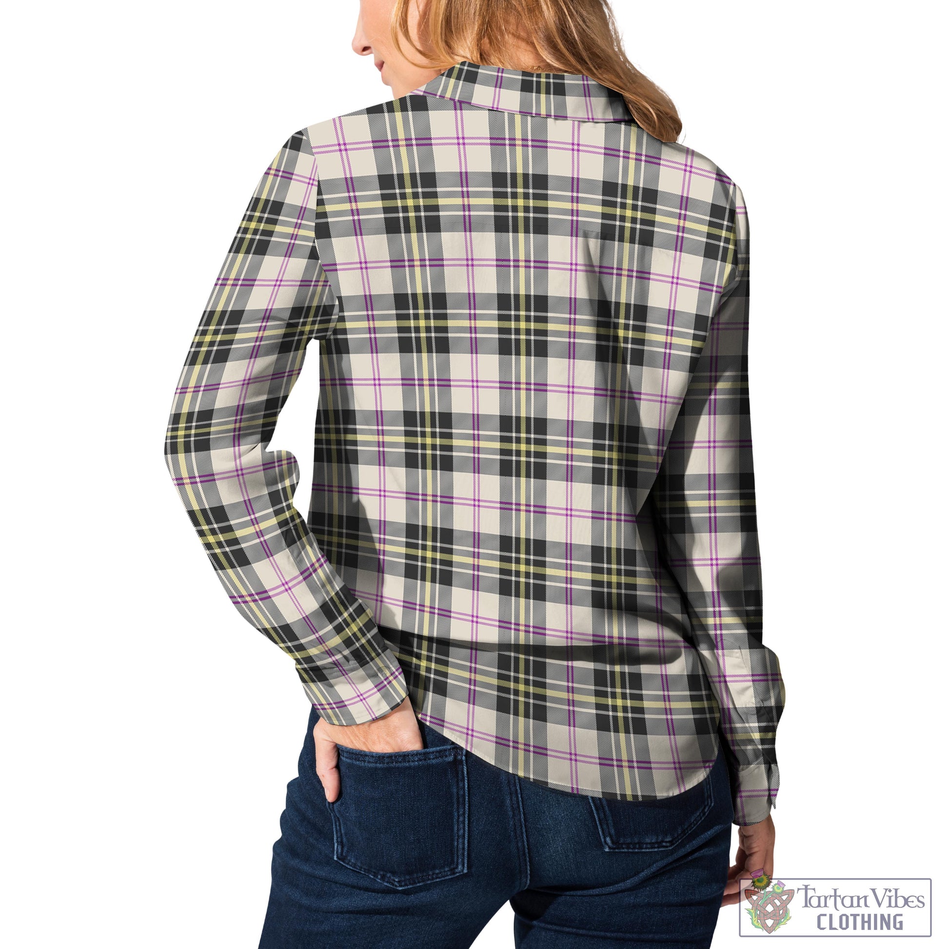 Tartan Vibes Clothing MacPherson Dress Ancient Tartan Womens Casual Shirt with Family Crest