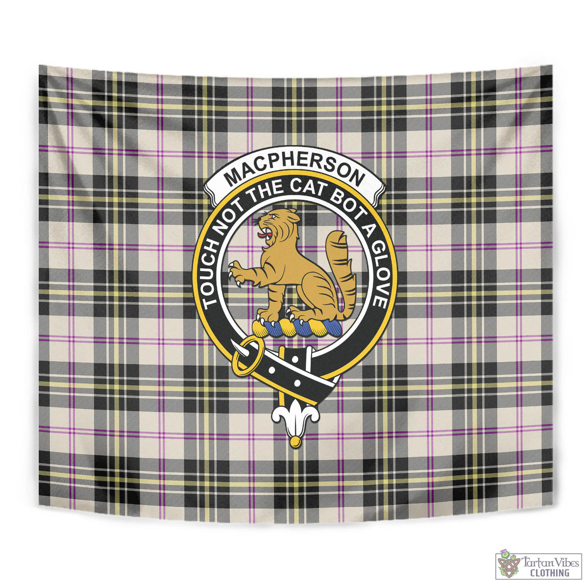 Tartan Vibes Clothing MacPherson Dress Ancient Tartan Tapestry Wall Hanging and Home Decor for Room with Family Crest