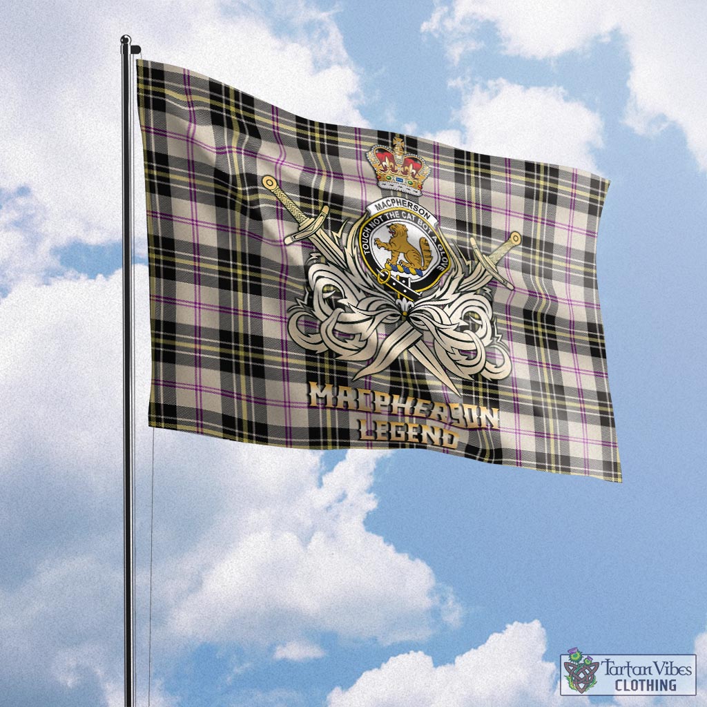 Tartan Vibes Clothing MacPherson Dress Ancient Tartan Flag with Clan Crest and the Golden Sword of Courageous Legacy