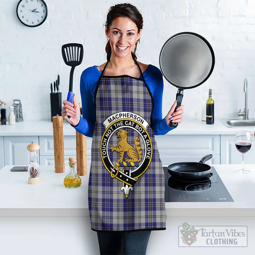 Tartan Vibes Clothing MacPherson Dress Blue Tartan Apron with Family Crest