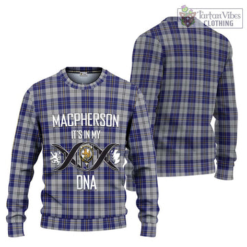 MacPherson Dress Blue Tartan Ugly Sweater with Family Crest DNA In Me Style