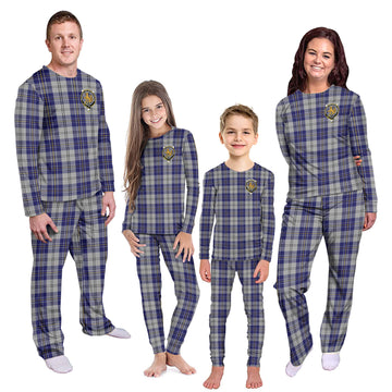MacPherson Dress Blue Tartan Pajamas Family Set with Family Crest