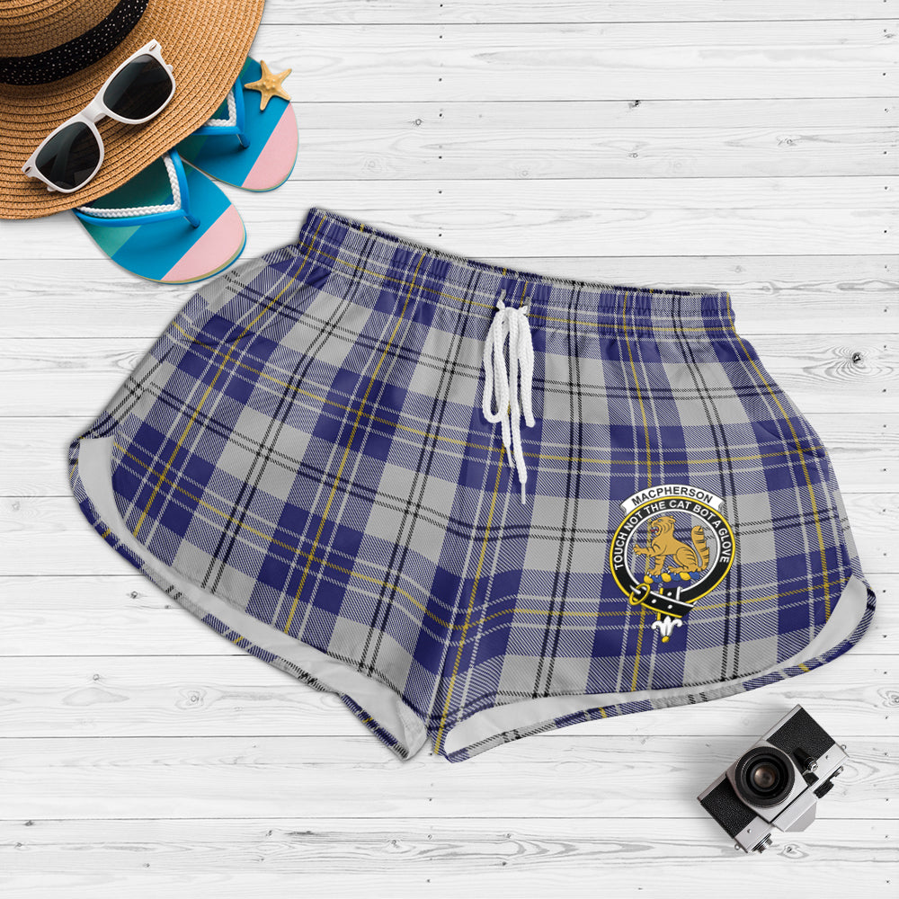 macpherson-dress-blue-tartan-womens-shorts-with-family-crest