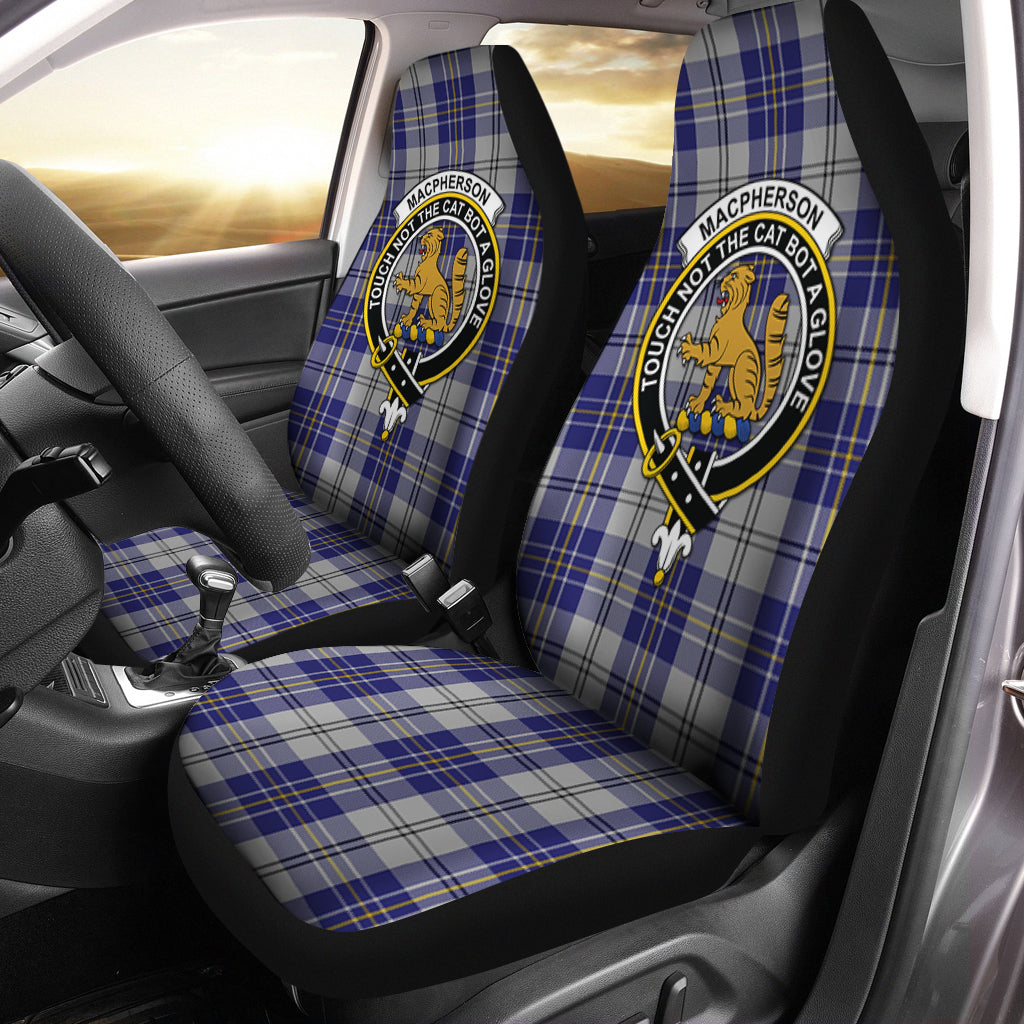 MacPherson Dress Blue Tartan Car Seat Cover with Family Crest One Size - Tartanvibesclothing