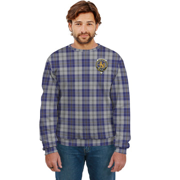 MacPherson Dress Blue Tartan Sweatshirt with Family Crest