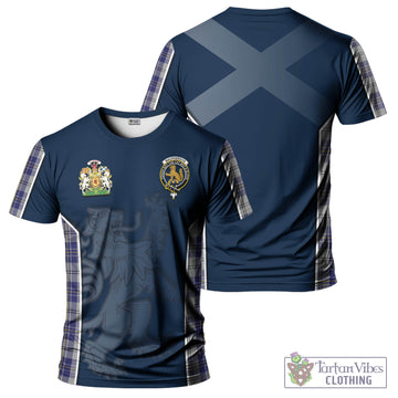 MacPherson Dress Blue Tartan T-Shirt with Family Crest and Lion Rampant Vibes Sport Style