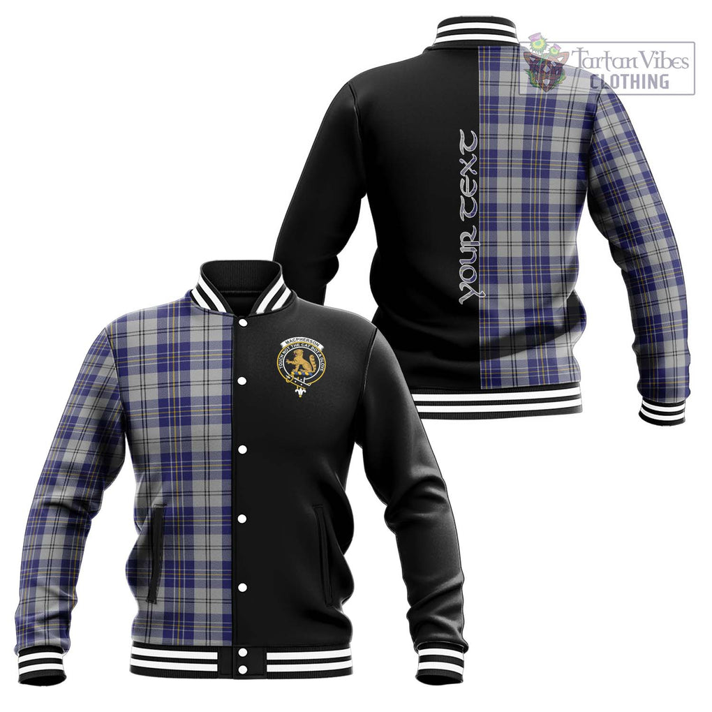 MacPherson Dress Blue Tartan Baseball Jacket with Family Crest and Half Of Me Style Unisex - Tartanvibesclothing Shop