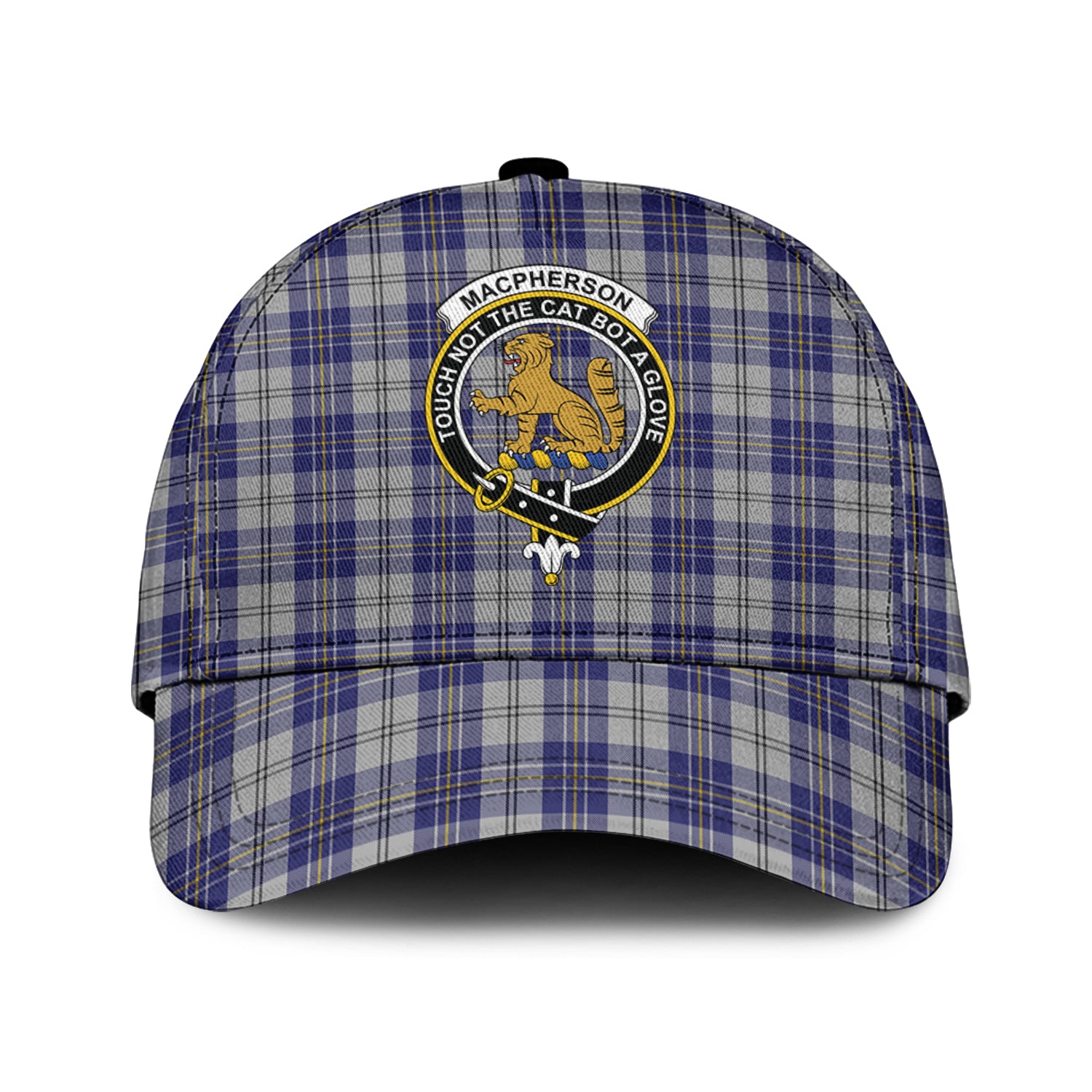 MacPherson Dress Blue Tartan Classic Cap with Family Crest Classic Cap Universal Fit - Tartan Vibes Clothing