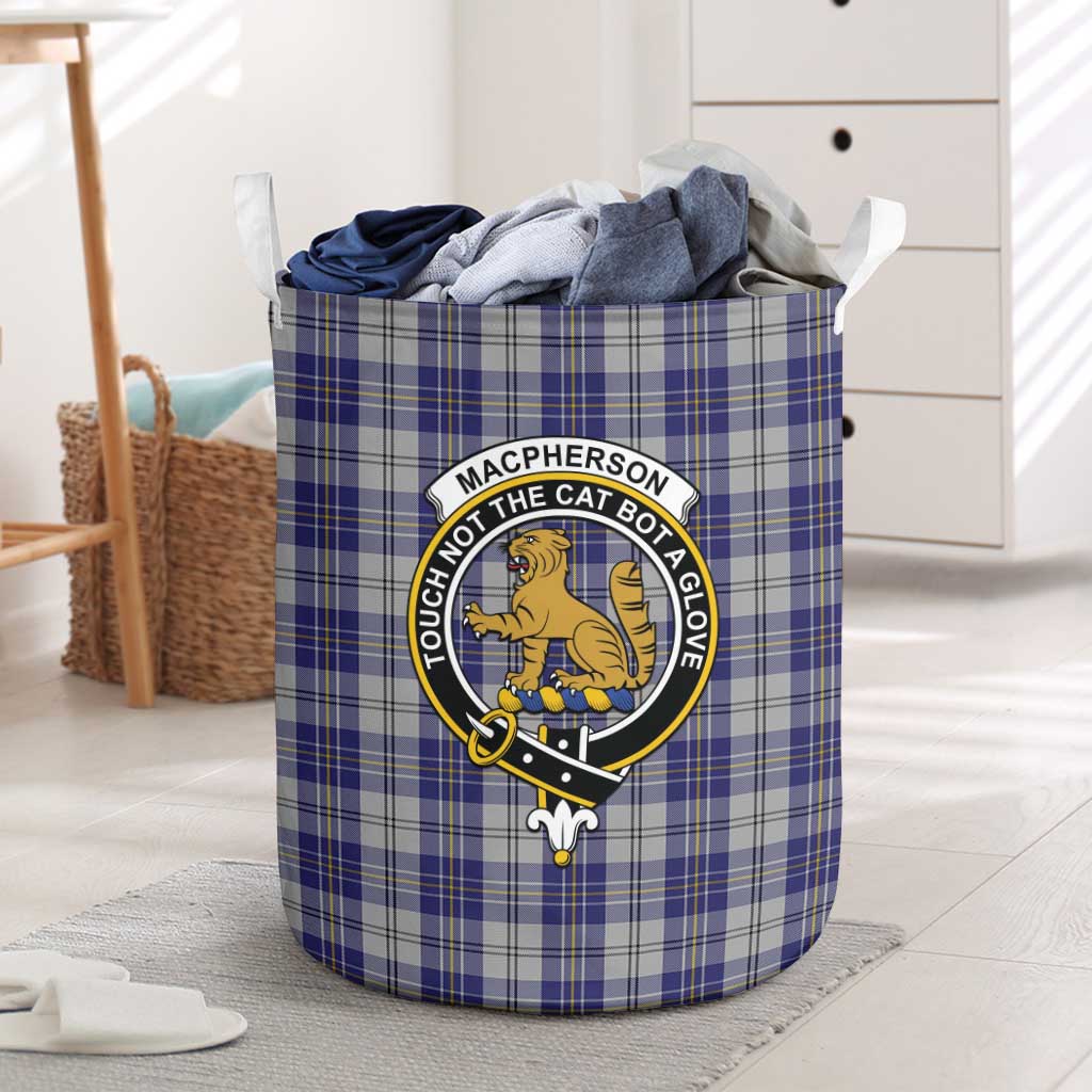 Tartan Vibes Clothing MacPherson Dress Blue Tartan Laundry Basket with Family Crest