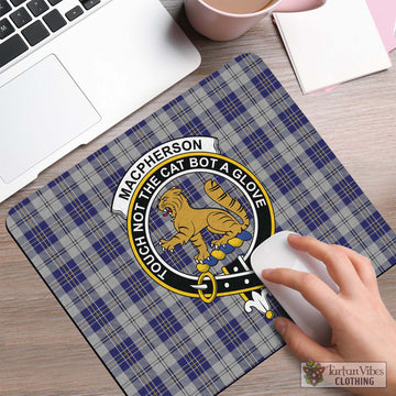 MacPherson Dress Blue Tartan Mouse Pad with Family Crest