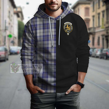 MacPherson Dress Blue Tartan Hoodie with Family Crest and Half Of Me Style