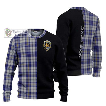 MacPherson Dress Blue Tartan Ugly Sweater with Family Crest and Half Of Me Style