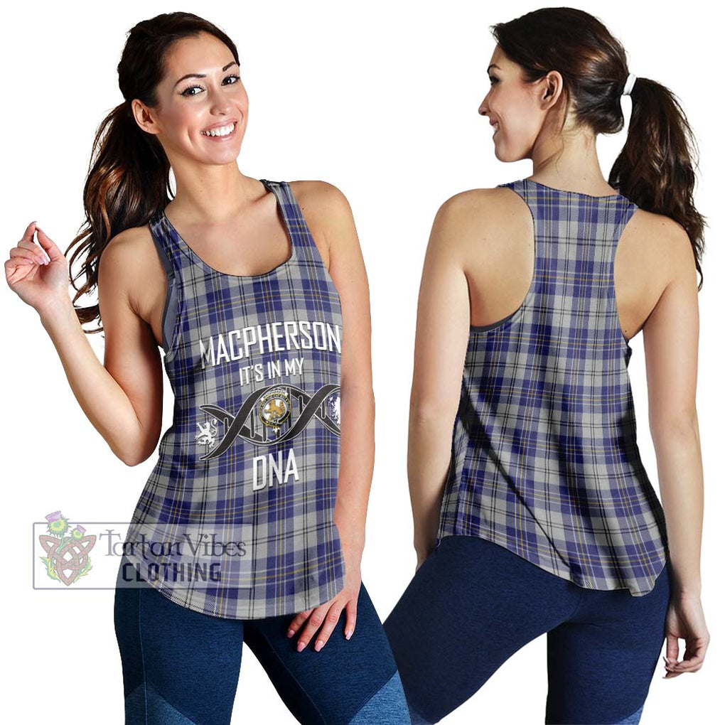 MacPherson Dress Blue Tartan Women's Racerback Tanks with Family Crest DNA In Me Style 4XL - Tartanvibesclothing Shop