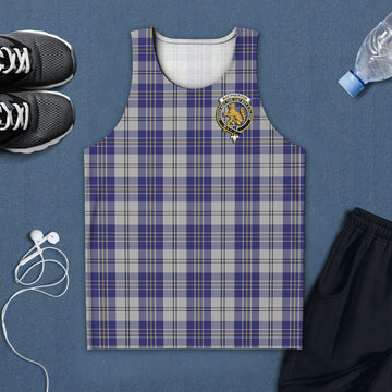 MacPherson Dress Blue Tartan Mens Tank Top with Family Crest