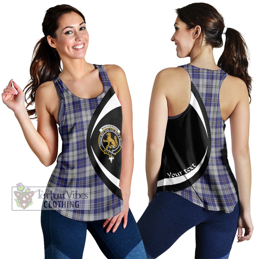 MacPherson Dress Blue Tartan Women's Racerback Tanks with Family Crest Circle Style 4XL - Tartan Vibes Clothing