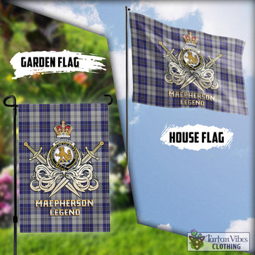 MacPherson Dress Blue Tartan Flag with Clan Crest and the Golden Sword of Courageous Legacy