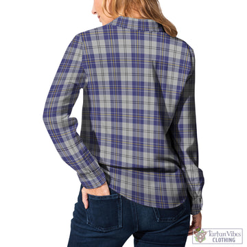 MacPherson Dress Blue Tartan Womens Casual Shirt