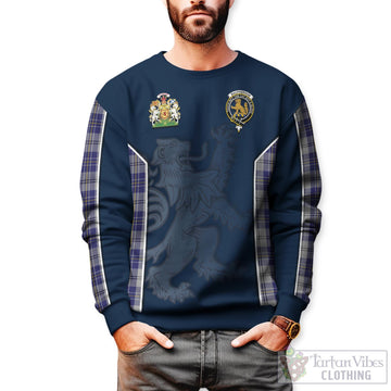 MacPherson Dress Blue Tartan Sweater with Family Crest and Lion Rampant Vibes Sport Style