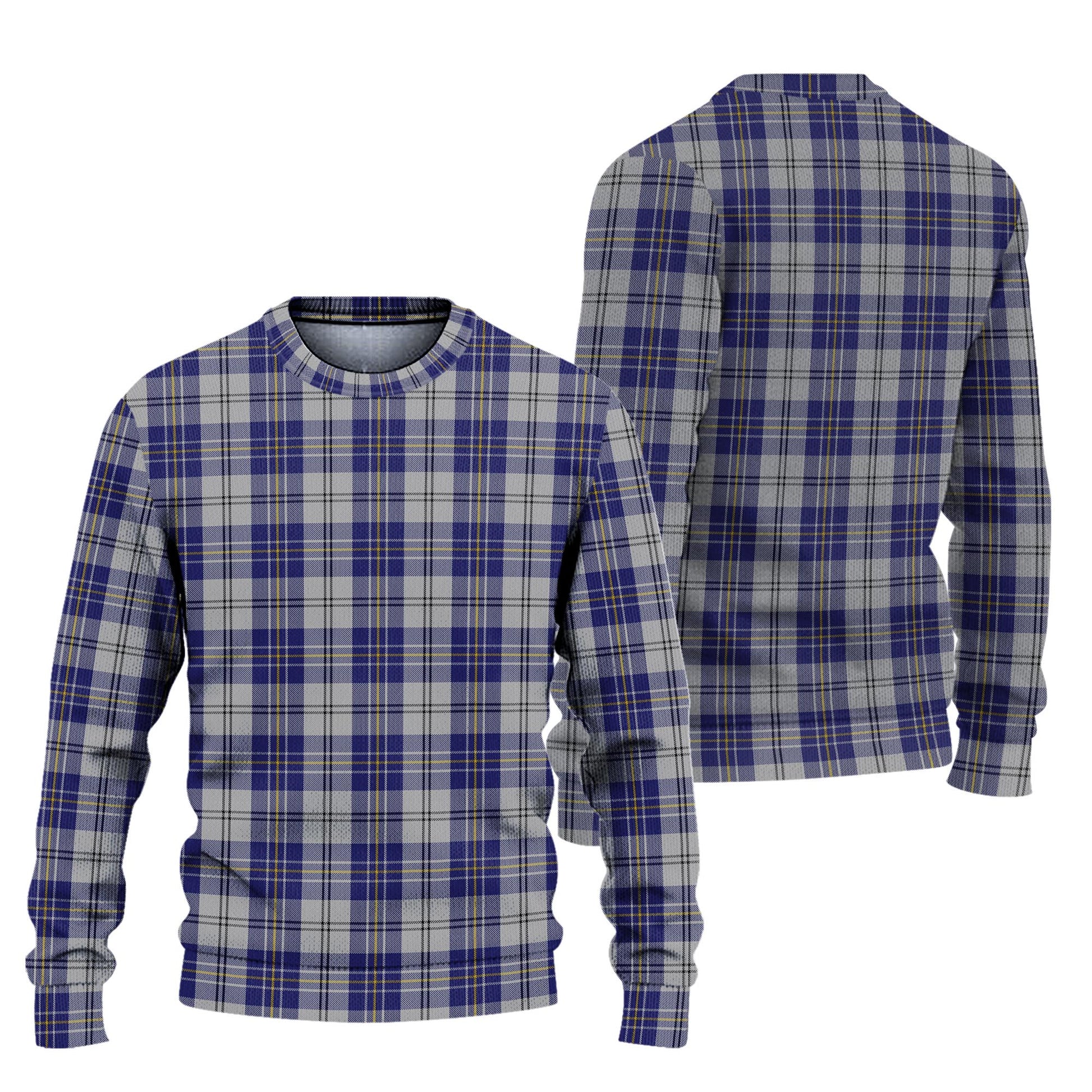 MacPherson Dress Blue Tartan Knitted Sweater Unisex - Tartanvibesclothing