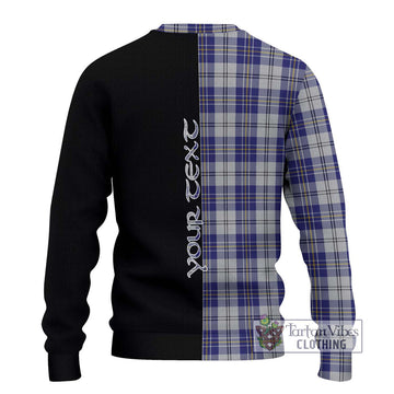 MacPherson Dress Blue Tartan Ugly Sweater with Family Crest and Half Of Me Style