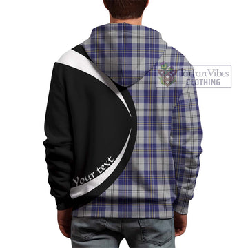 MacPherson Dress Blue Tartan Hoodie with Family Crest Circle Style