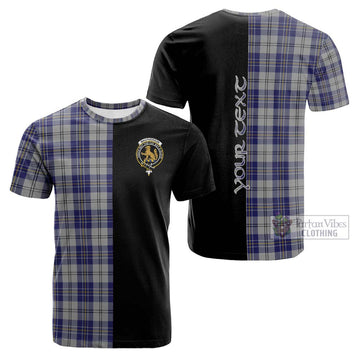 MacPherson Dress Blue Tartan Cotton T-shirt with Family Crest and Half Of Me Style