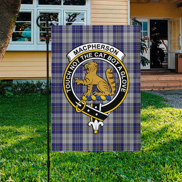 MacPherson Dress Blue Tartan Flag with Family Crest