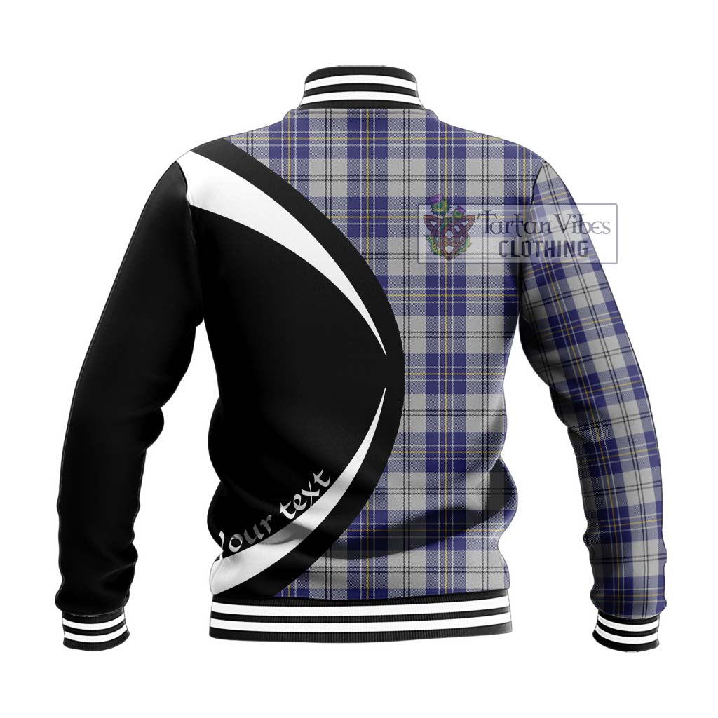 MacPherson Dress Blue Tartan Baseball Jacket with Family Crest Circle Style - Tartan Vibes Clothing