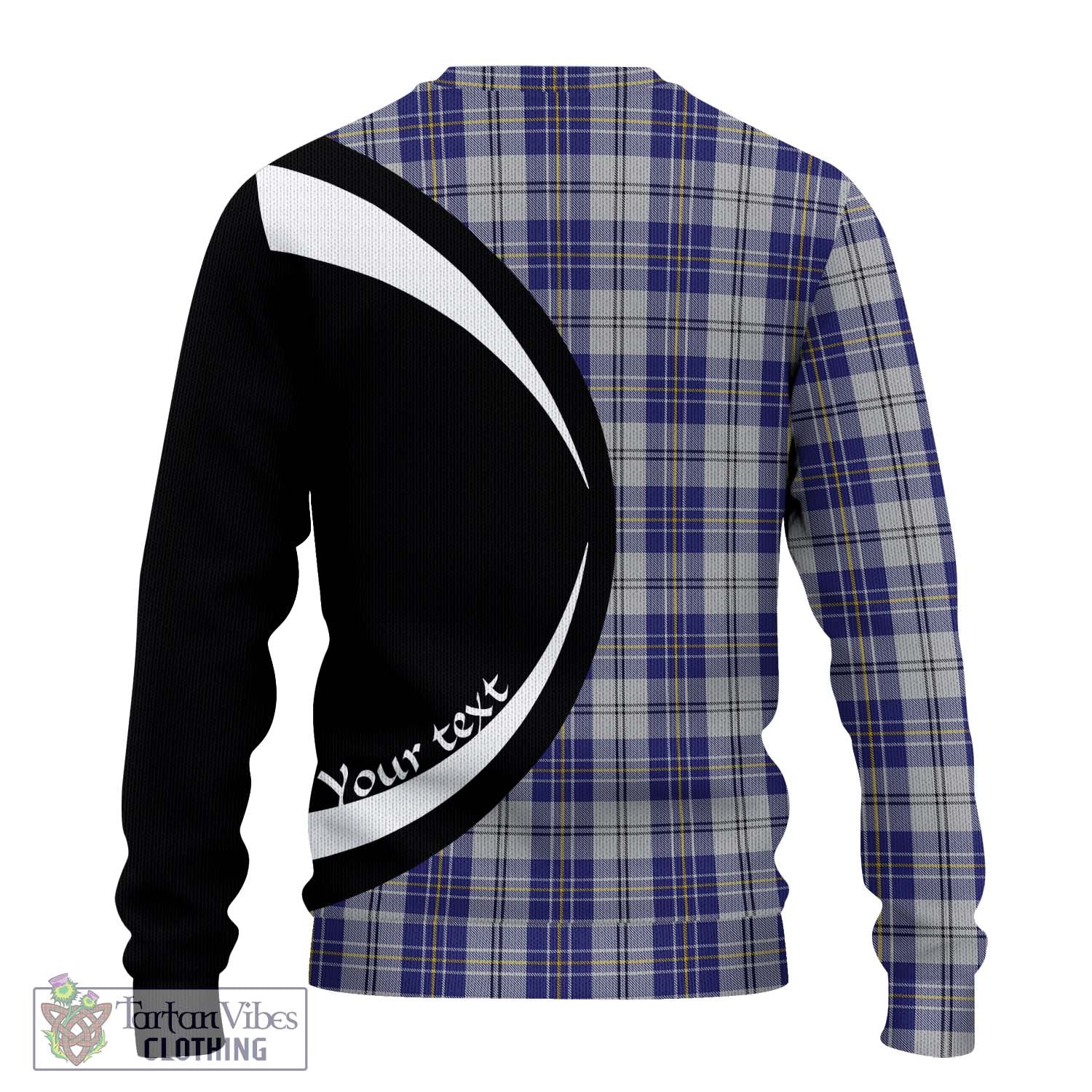 MacPherson Dress Blue Tartan Knitted Sweater with Family Crest Circle Style - Tartan Vibes Clothing