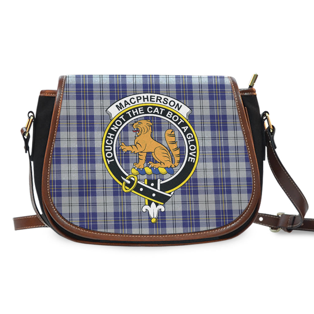 MacPherson Dress Blue Tartan Saddle Bag with Family Crest - Tartan Vibes Clothing