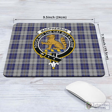 MacPherson Dress Blue Tartan Mouse Pad with Family Crest
