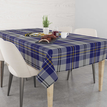 MacPherson Dress Blue Tatan Tablecloth with Family Crest
