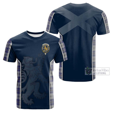 MacPherson Dress Blue Tartan Cotton T-shirt with Family Crest and Lion Rampant Vibes Sport Style