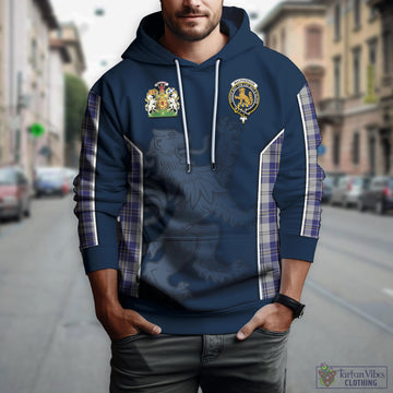 MacPherson Dress Blue Tartan Hoodie with Family Crest and Lion Rampant Vibes Sport Style